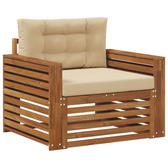 Canapé d’extérieur bois d'acacia massif et polyester