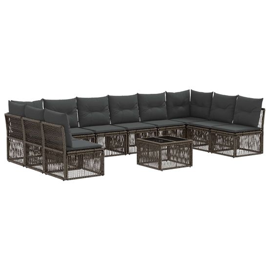 Ensemble de canapé de jardin 11 pc gris polyrotin