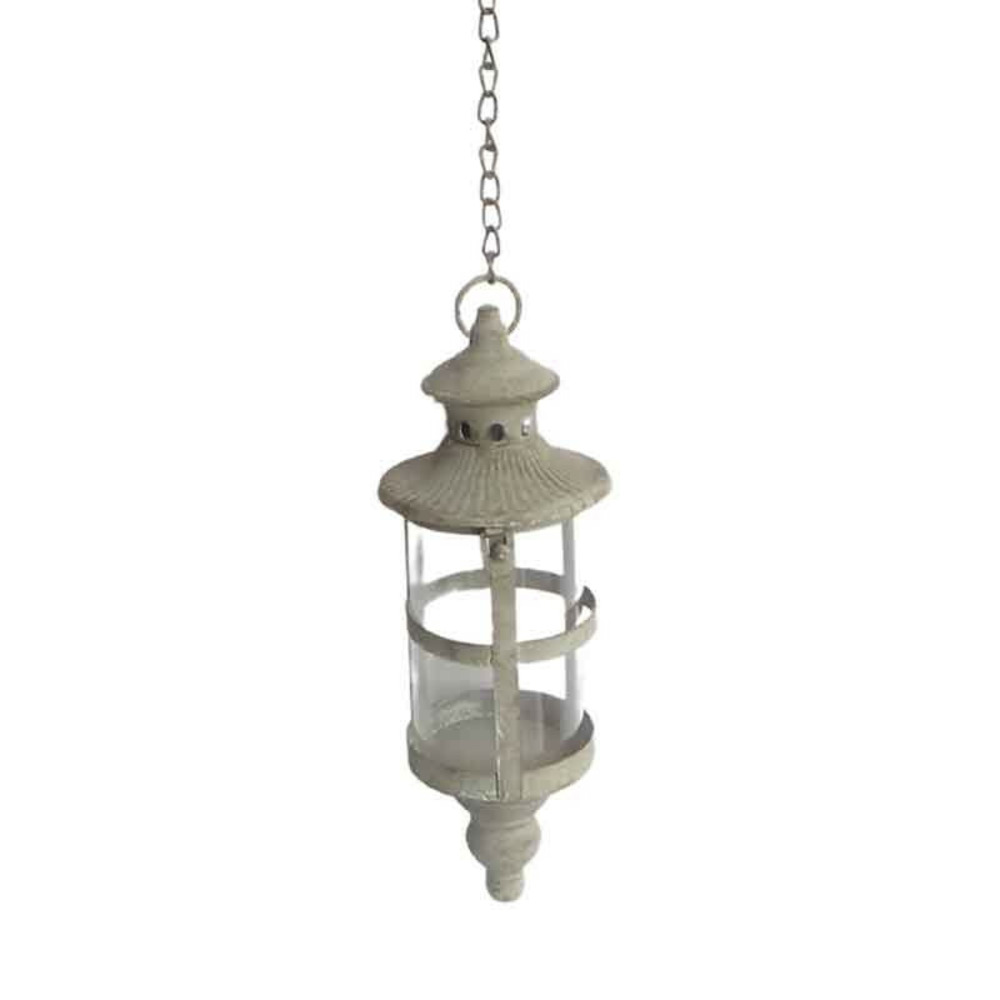Lanterne suspendue fer gris 11x31cm