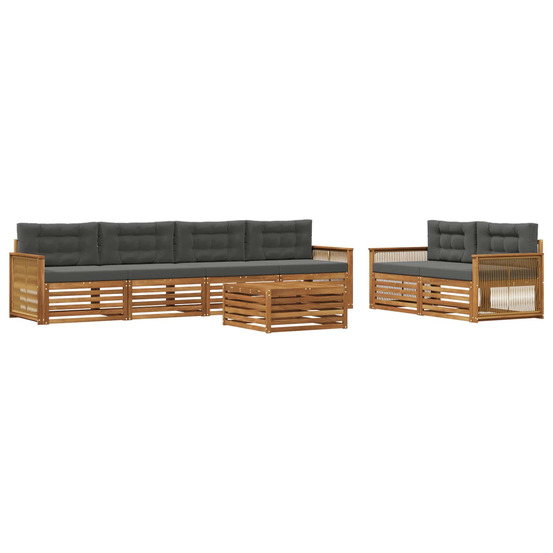 Ensemble de canapés d'extérieur 7 pcs naturel et anthracite