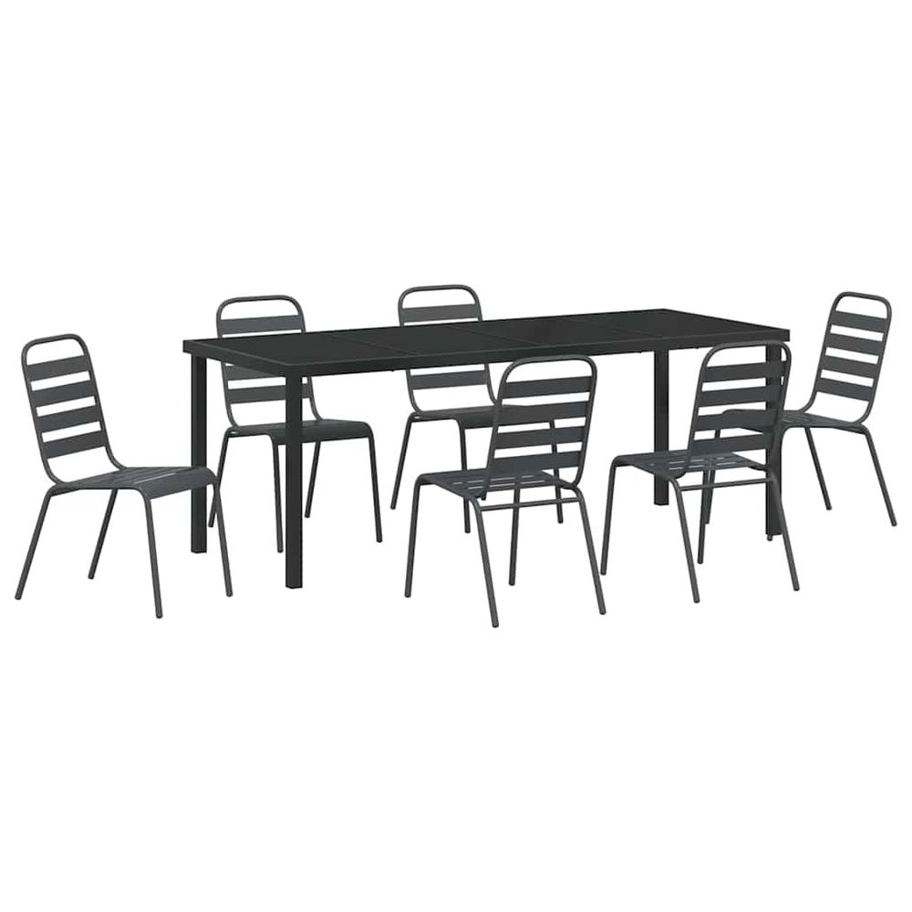 Ensemble de salle à manger pour jardin 7 pc anthracite