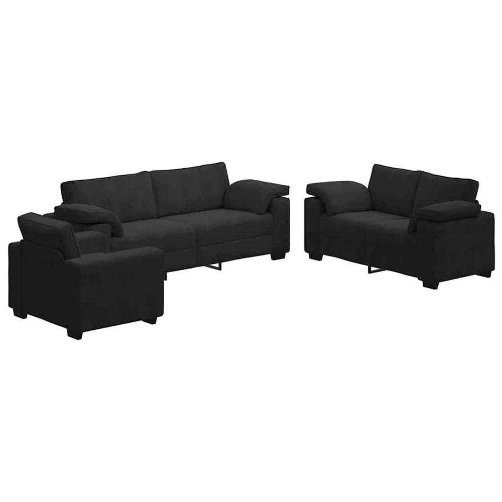 Ensemble de canapés 3 pcs avec coussins noir velours