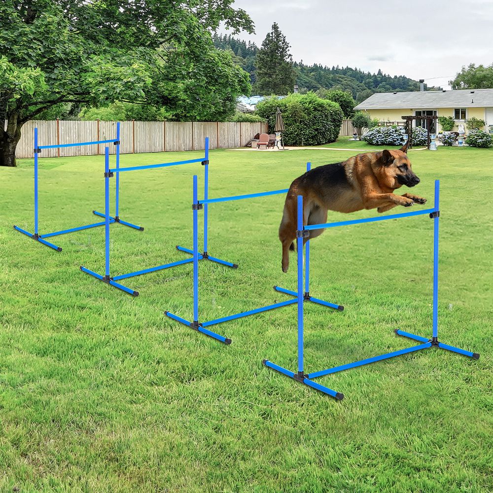 Kit agility chien 4 haies plastique réglables parcours slalom bleu - comfortxl pet living
