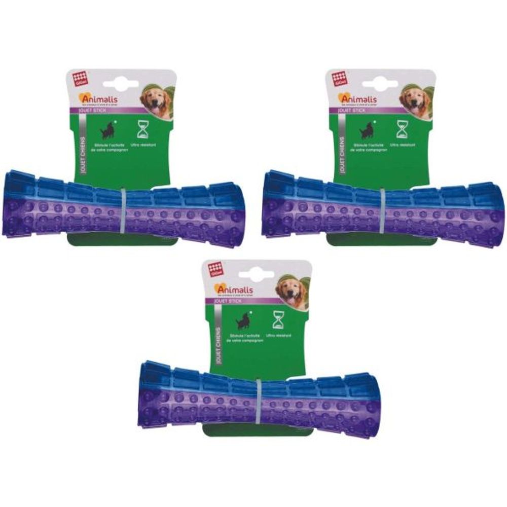 Stick chien en plastique coloré 15 cm (lot de 3)