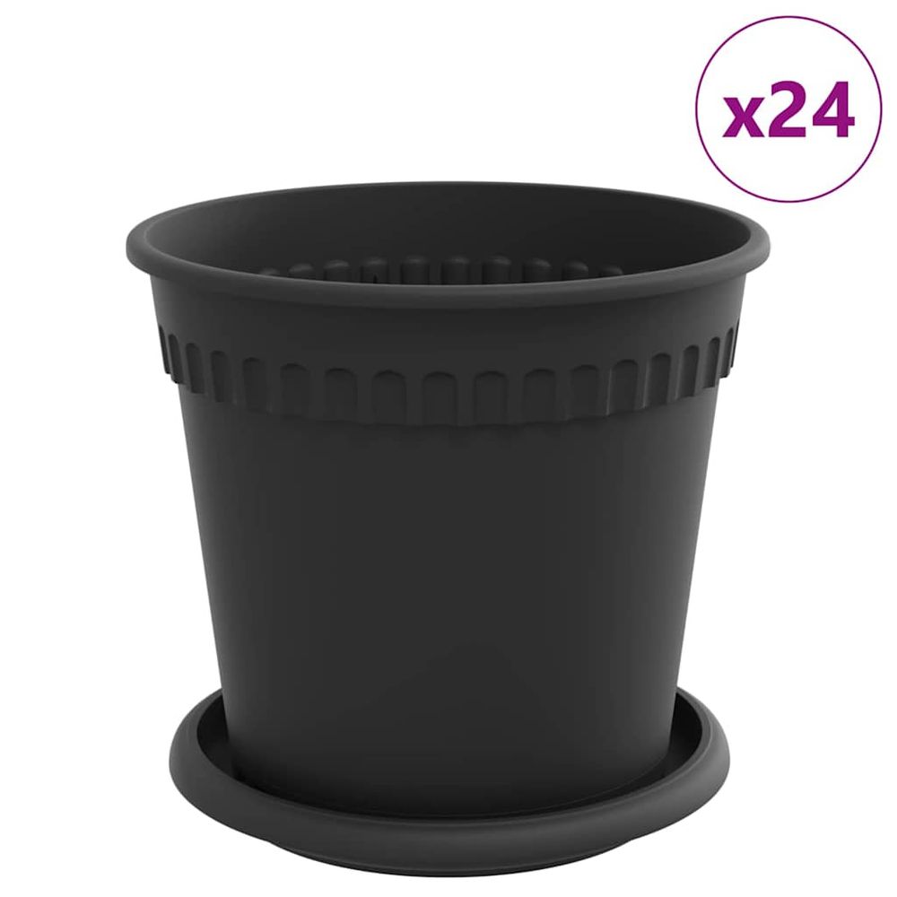 Pots de plantes 24 pc noir plastique