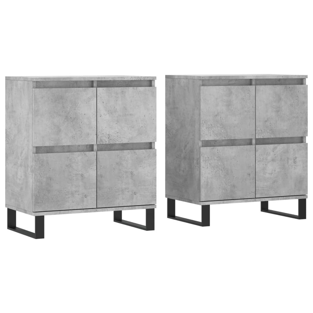 Buffet bahut commode armoire meuble de rangement organisateur cuisine salle de séjour salons lot de 2 bois d'ingénierie gris