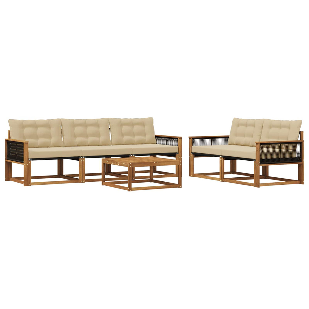 Ensemble de canapés d'extérieur 6 pcs naturel et beige