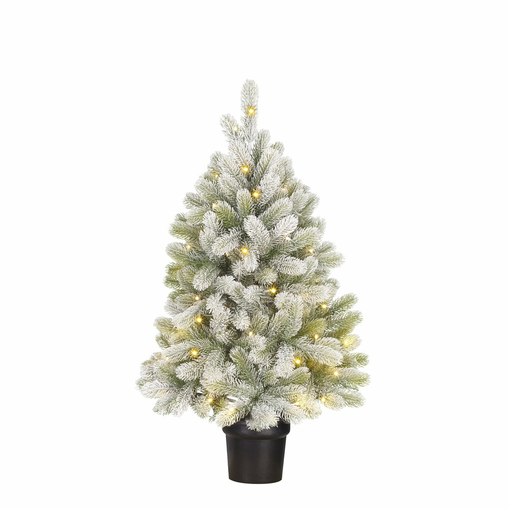 Black box trees nagoya sapin de noël artificiel en pot avec lumières led et fonction minuterie - h90 x ø55 cm - vert