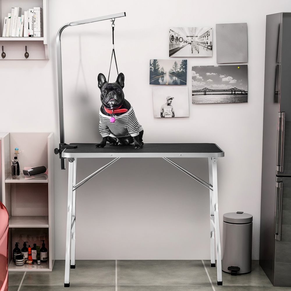 Table de toilettage pliable 90cm en acier pour chien avec potence réglable – comfortxl outdoor living