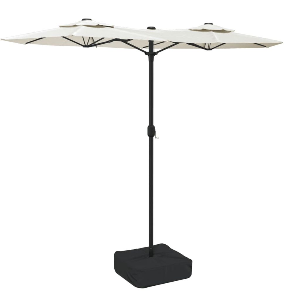 Parasol de jardin à double tête blanc sable 316x145 cm