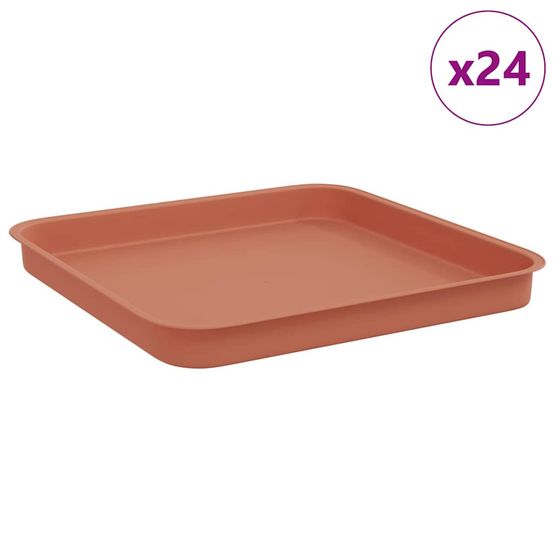 Plateau carré à fleurs 24 pc rouge brique 21 x 21 x 2 cm