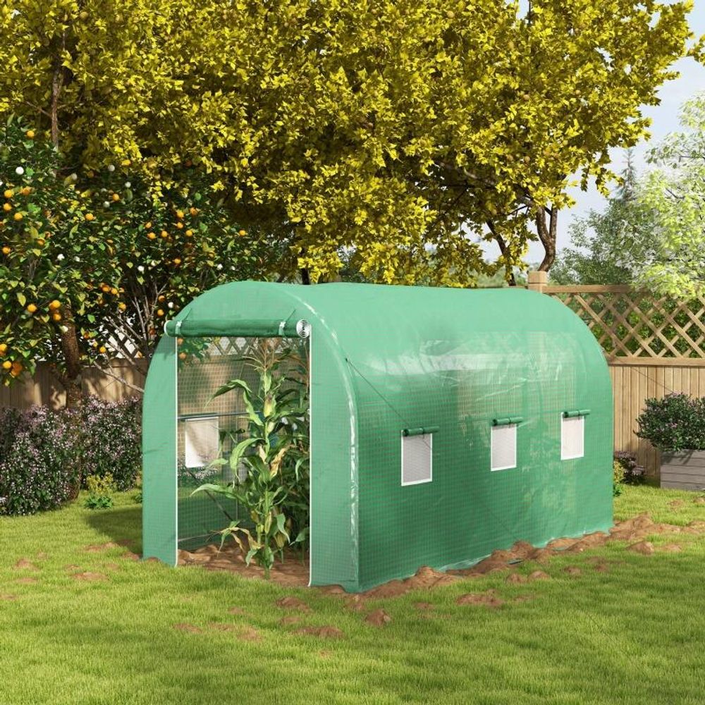 Serre tunnel acier galvanisé 400 x 200 x 205 cm verte potager 8 m² protection uv - comfortxl outdoor living