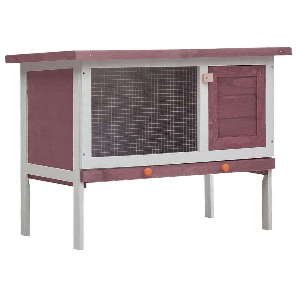 Clapier à lapin extérieur en bois 1 niveau pour jardin marron 90cm