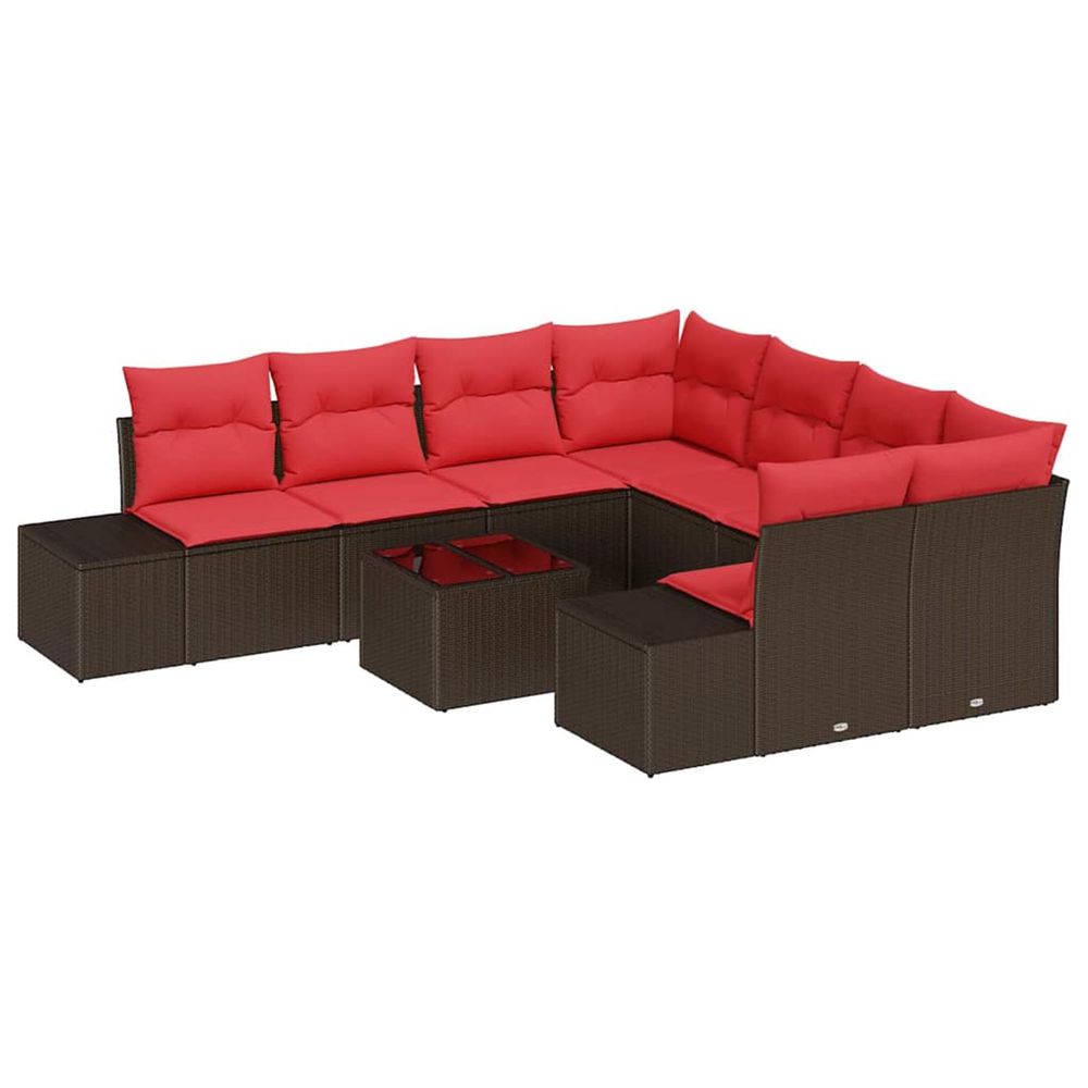 Ensemble de canapé de jardin 9 pc marron polyrotin