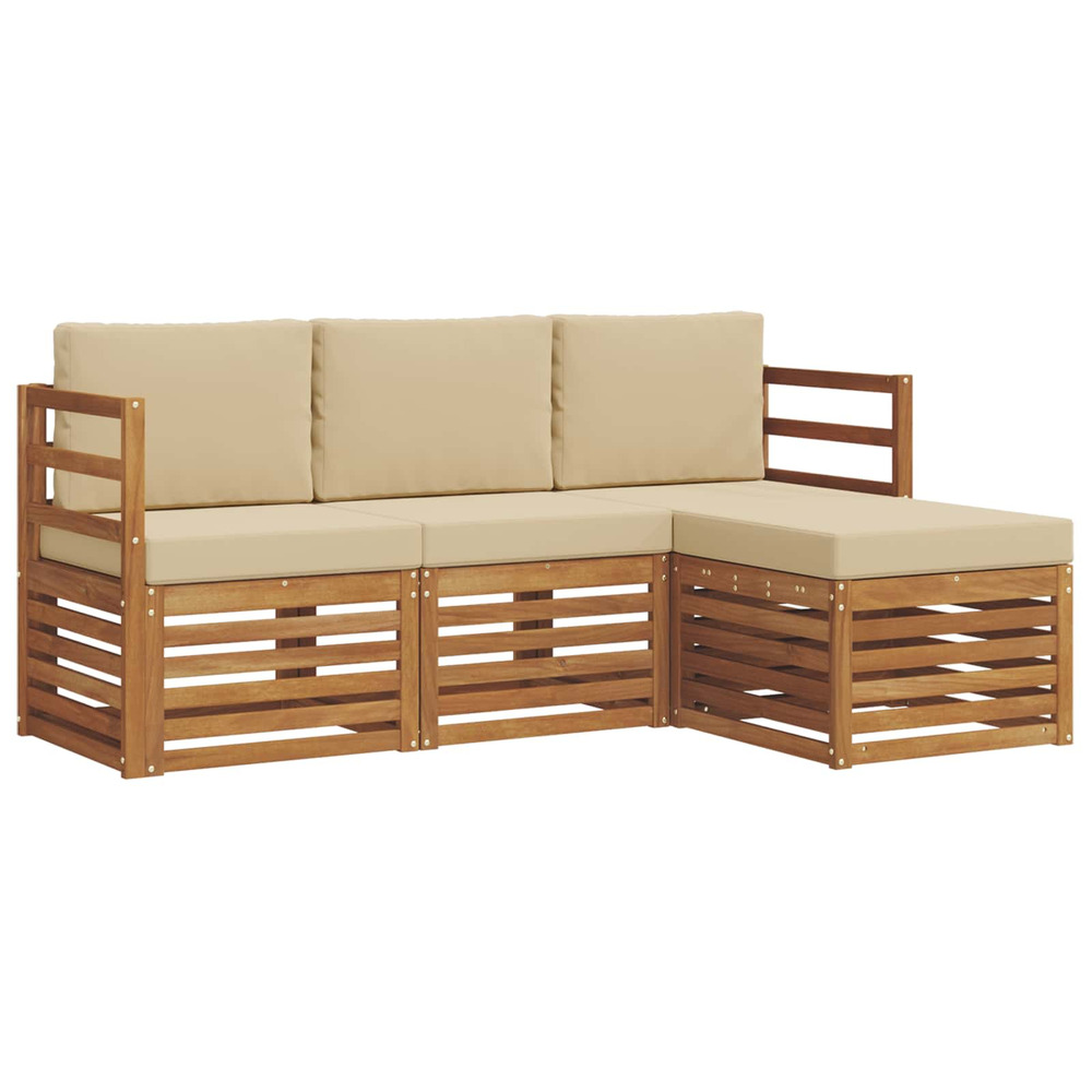 Ensembles de canapés avec coussin 4 pcs naturel et beige