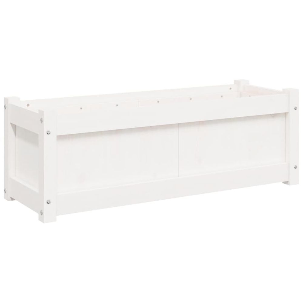 Jardinière blanc 90x31x31 cm bois massif de pin