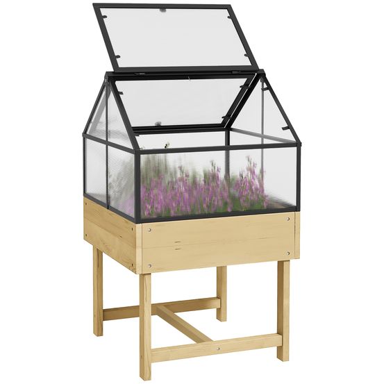 Mini serre sur pieds bois et polycarbonate balcon protection hivernale naturel