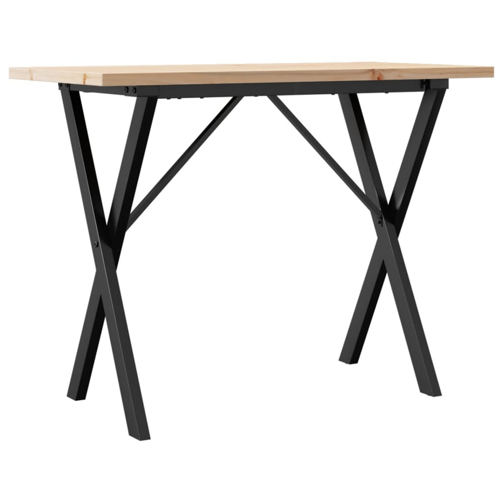 Table à manger cadre en x 100x50x75,5 cm bois pin massif acier