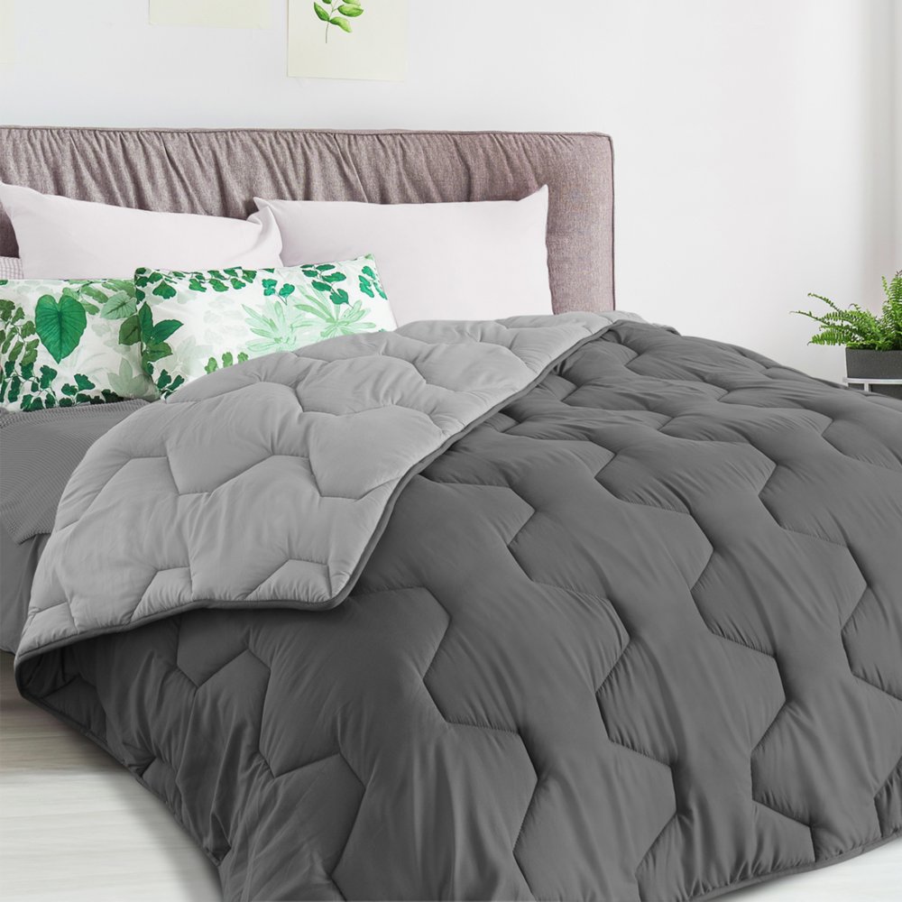 Couette 140x200 cm abby bicolore gris clair et gris 300 gr