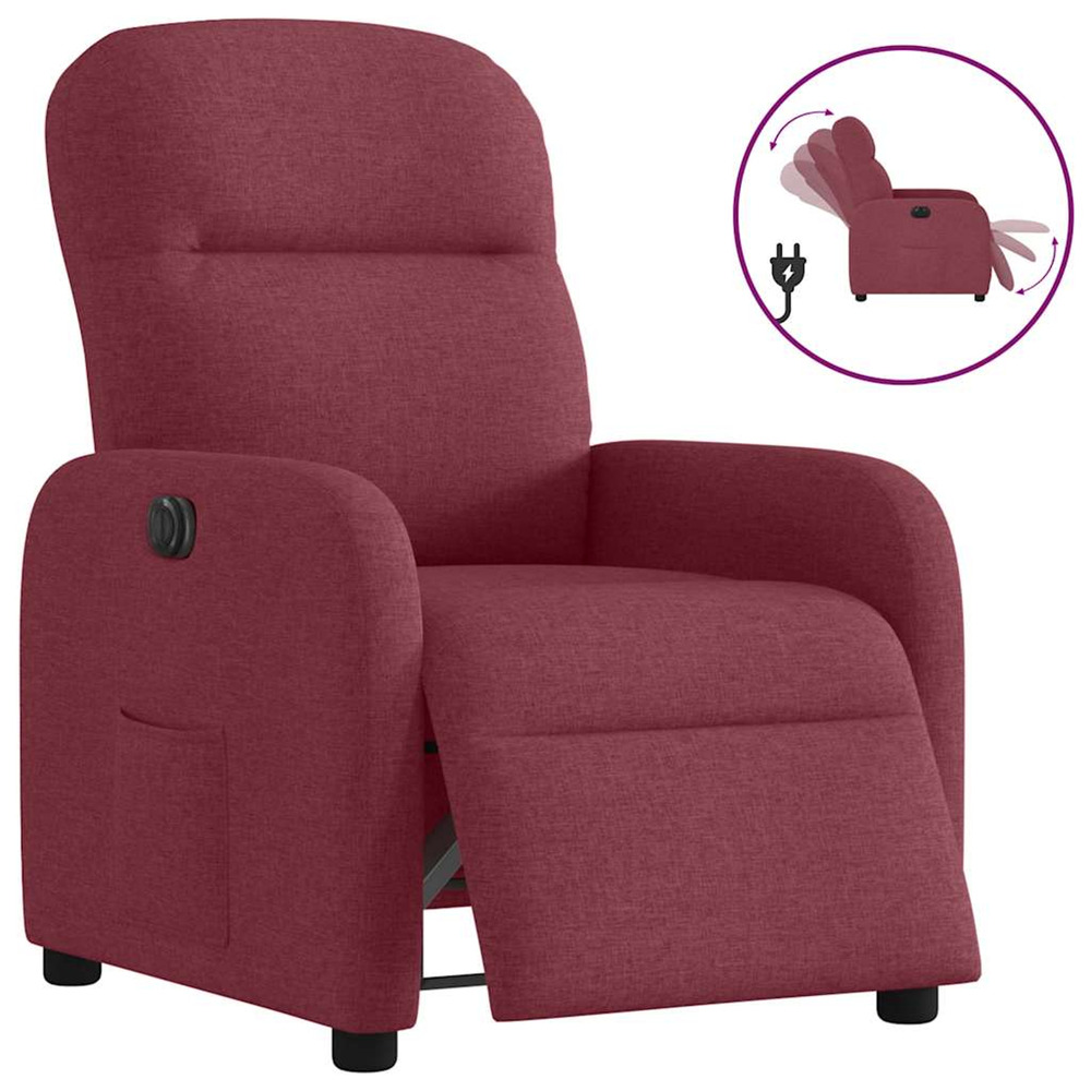 Fauteuil inclinable électrique rouge bordeaux tissu
