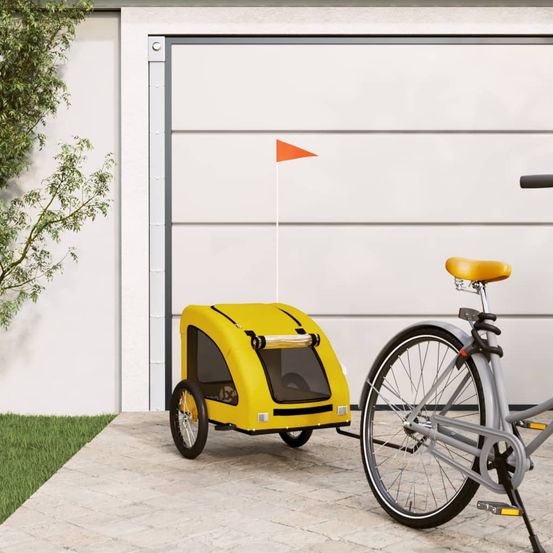 Remorque vélo chien chariot transport oxford pour balades sécurisées l jaune
