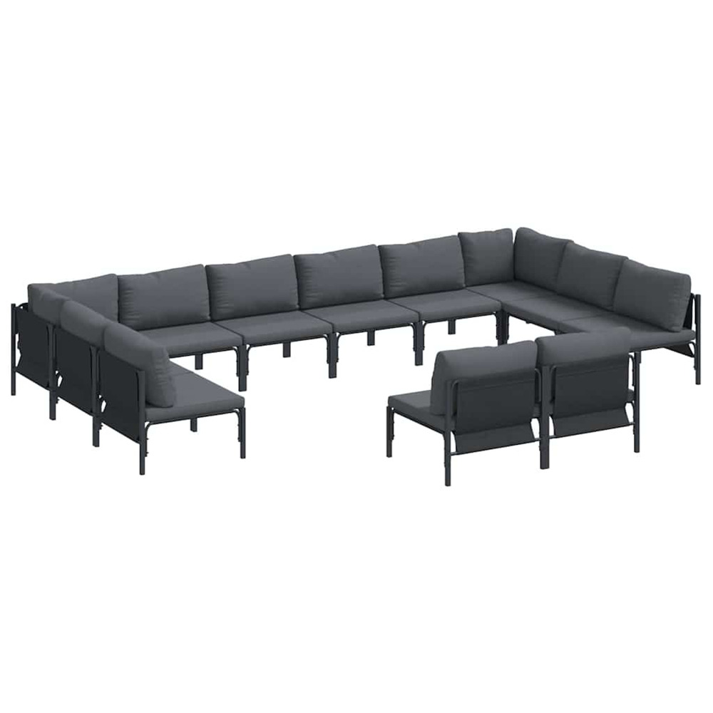 Ensemble de canapé de jardin avec coussin 12 pcs noir acier