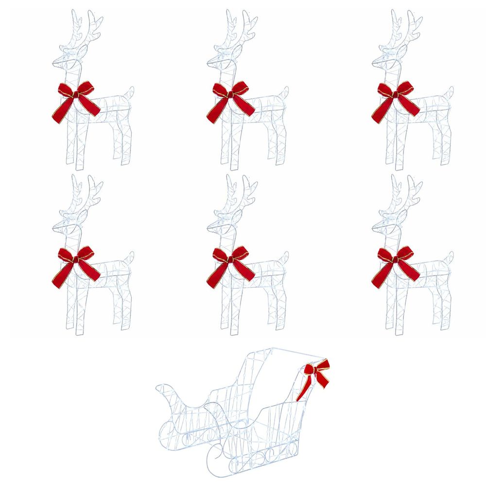 Renne de noël avec traîneau 7 pc 760 led blanc froid