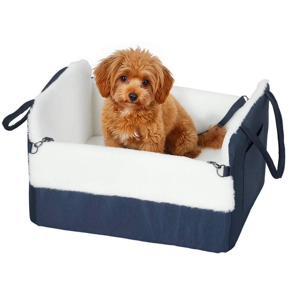Siège auto chien tissu oxford velours pour voyages voiture sac transport double usage bleu