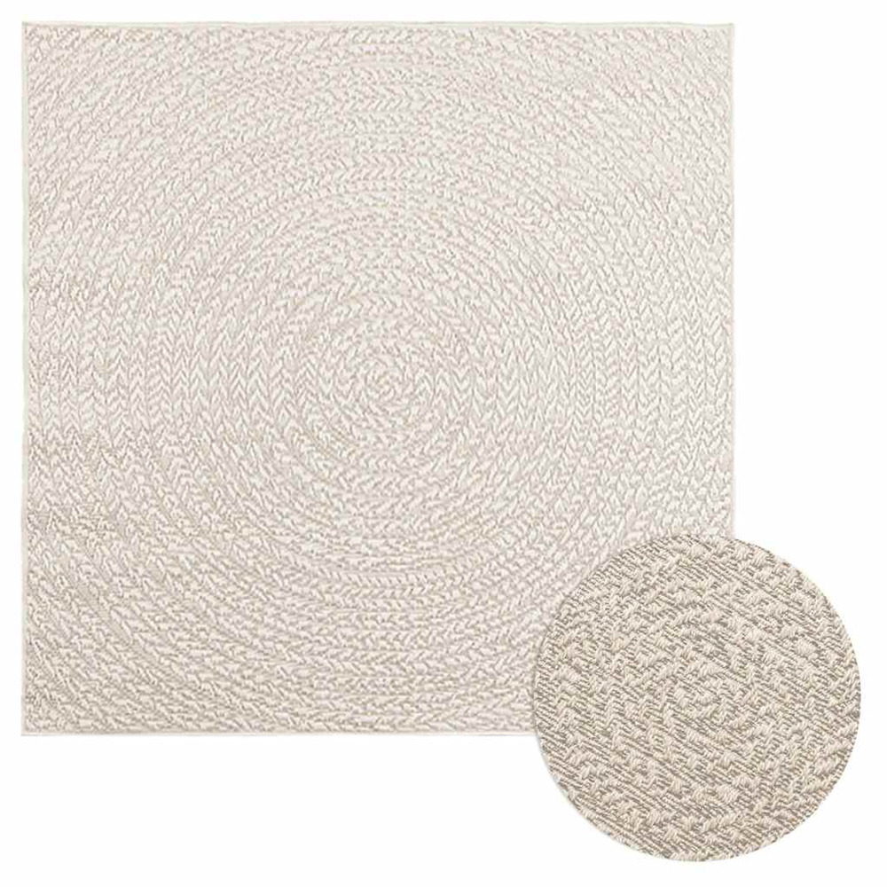 Tapis zizur crème 120x120 cm aspect de jute intérieur extérieur