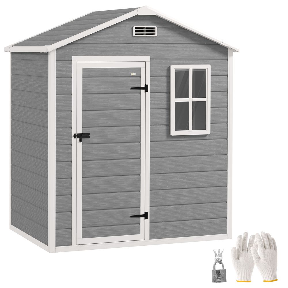 Abri de jardin en polypropylène gris avec plancher 163 x 101 cm fenêtre ventilée - comfortxl outdoor living