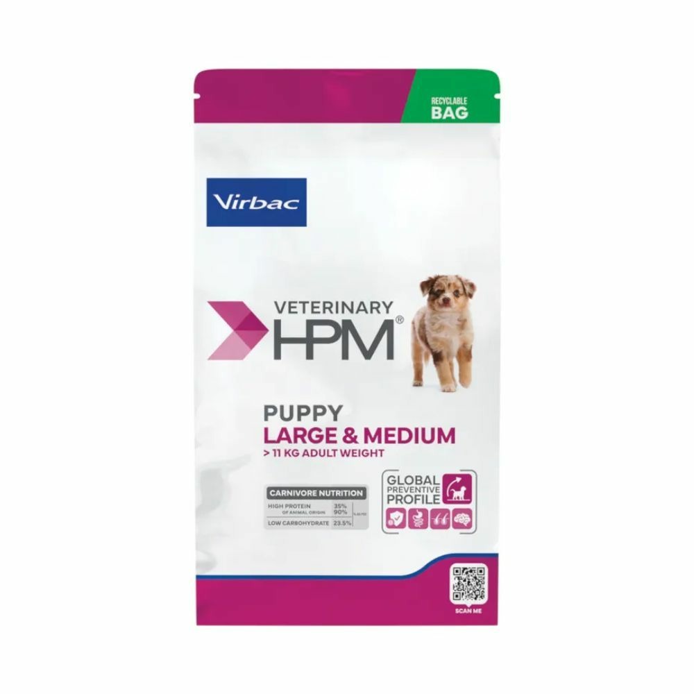 Croquettes chien veterinary hpm dog puppy large & medium - virbac 3 kg