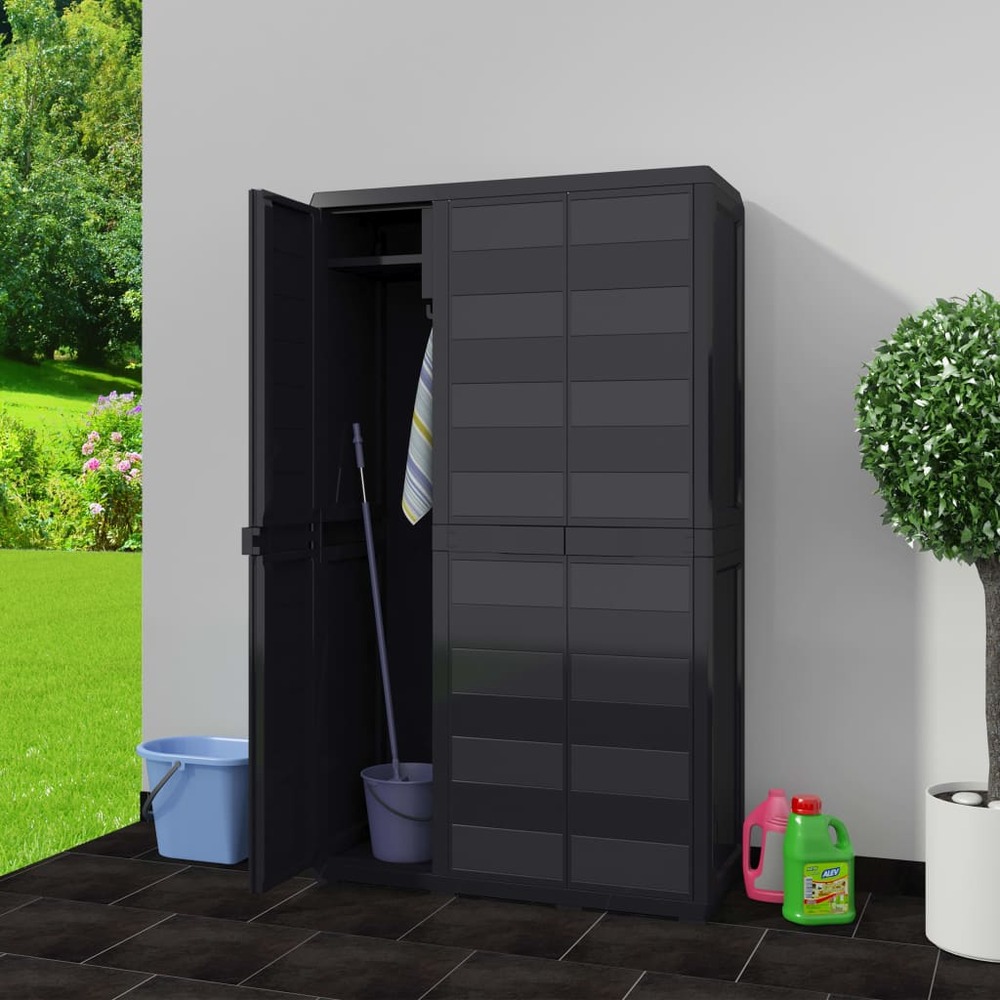 Armoire de rangement de jardin avec 4 étagères noir