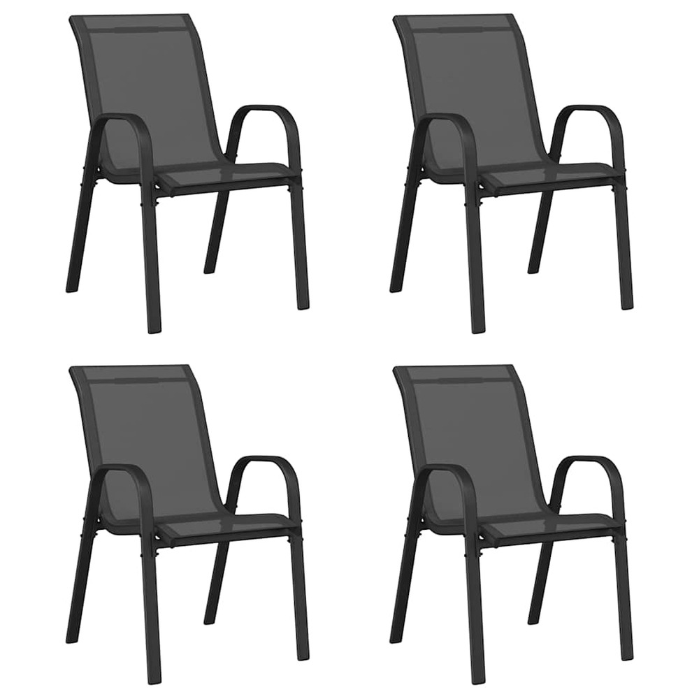 Chaises empilables de jardin lot de 4 noir tissu textilène