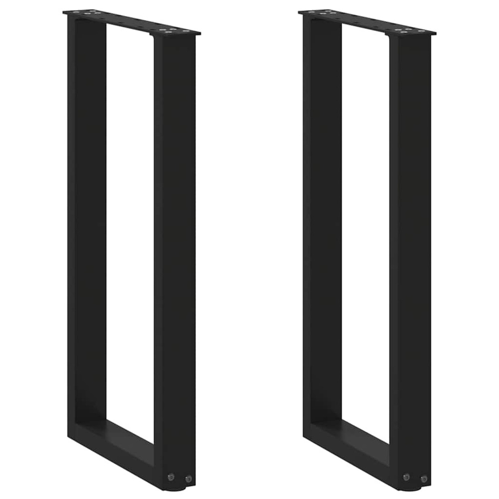 Pieds de table console en u, 2 pièces, noir, 38 x (72-73) cm, acier