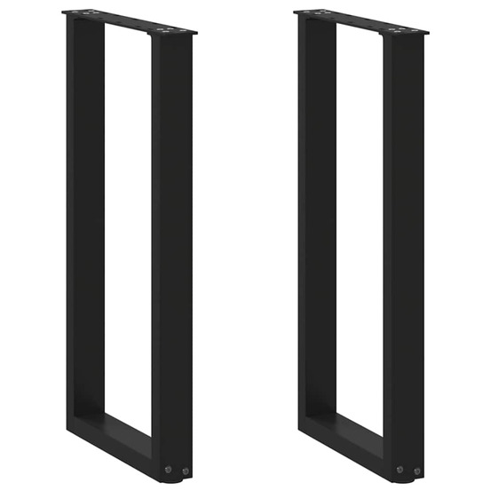 Pieds de table console en u, 2 pièces, noir, 38 x (72-73) cm, acier