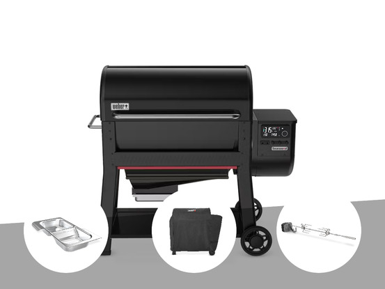 Barbecue à pellets searwood xl 600 + kit de fumage + housse + rôtissoire