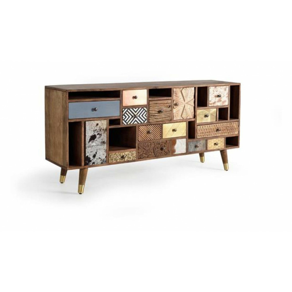 Bahut 11 tiroirs bois marron - olympe décoration d'autrefois