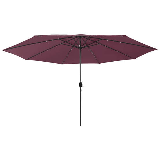 Parasol de jardin avec lumières led mât en métal rouge bordeaux