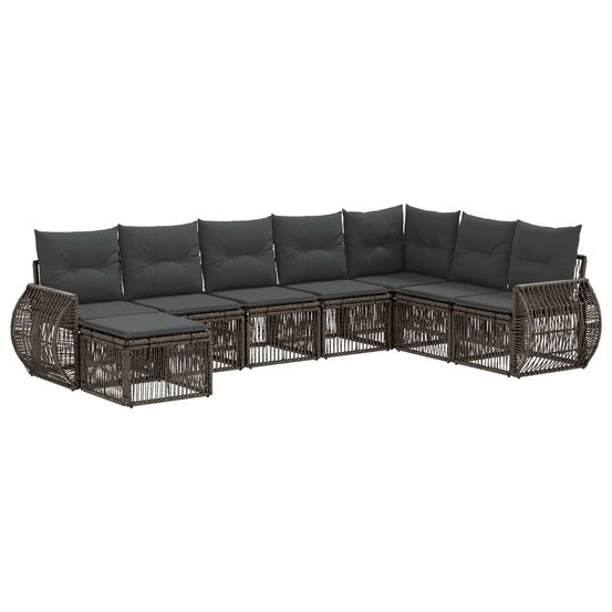 Ensemble de canapé de jardin 8 pc gris et gris foncé polyrotin