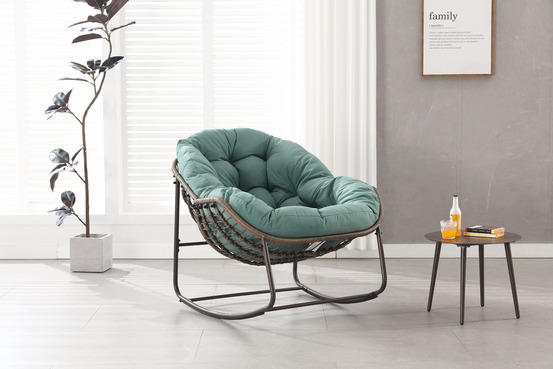 Chaise à bascule d'extérieur, chaise à bascule en osier surdimensionnée pour patio, arrière-cour, vert clair.