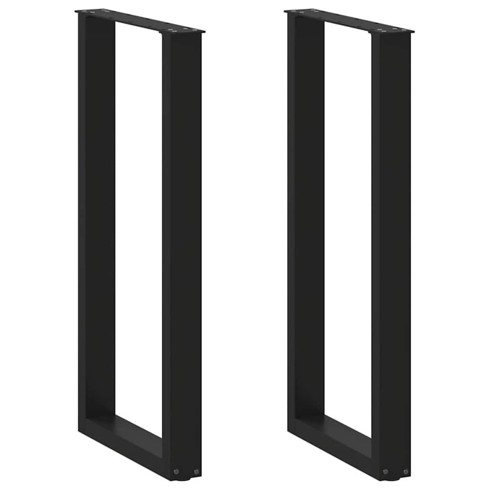 Pieds de table de bar en u 2 pièces noir 40 x (100-101) cm acier