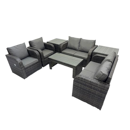 7 pièces ensemble salon de jardin extérieur en polyrotin