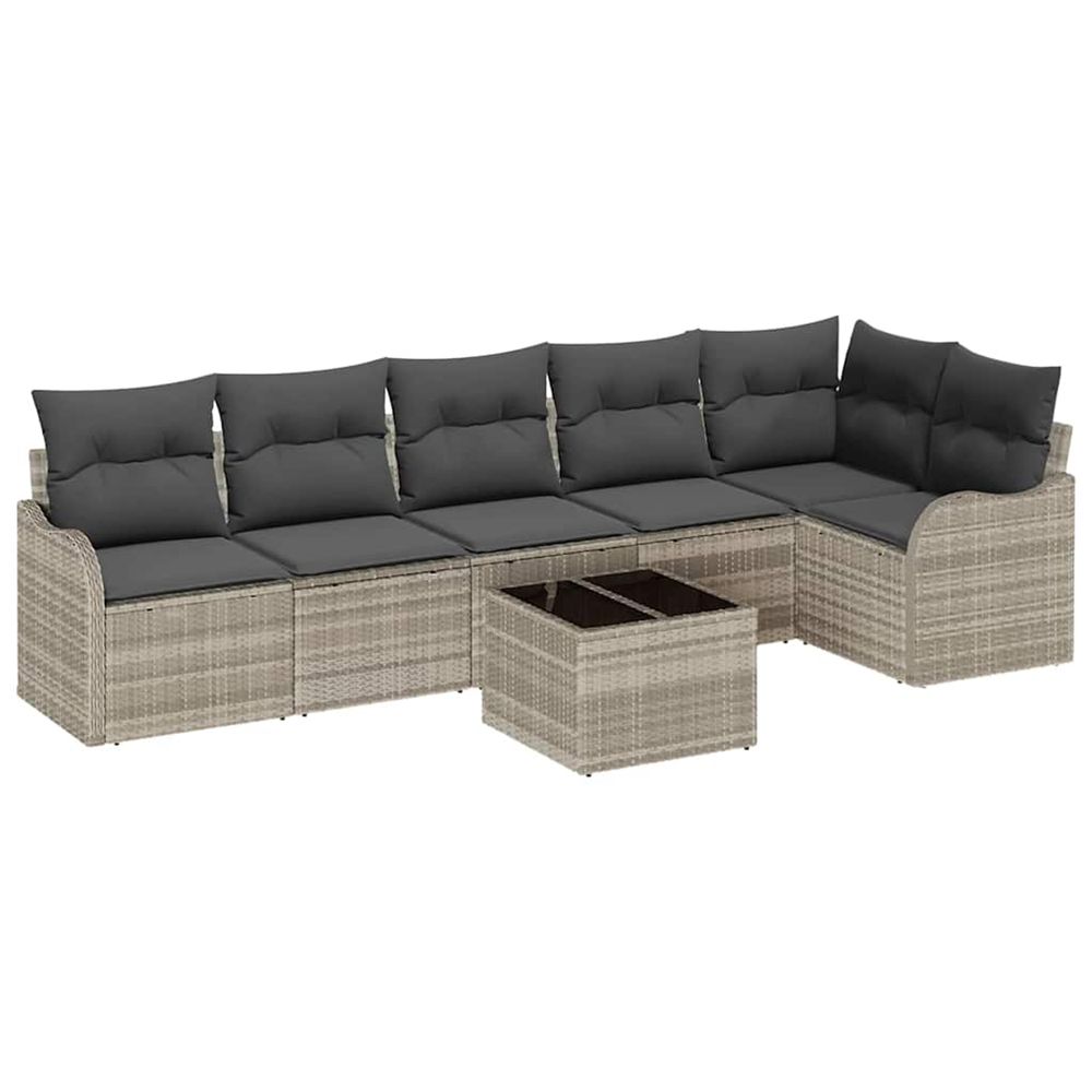 Ensemble de canapé de jardin 7 pc gris polyrotin