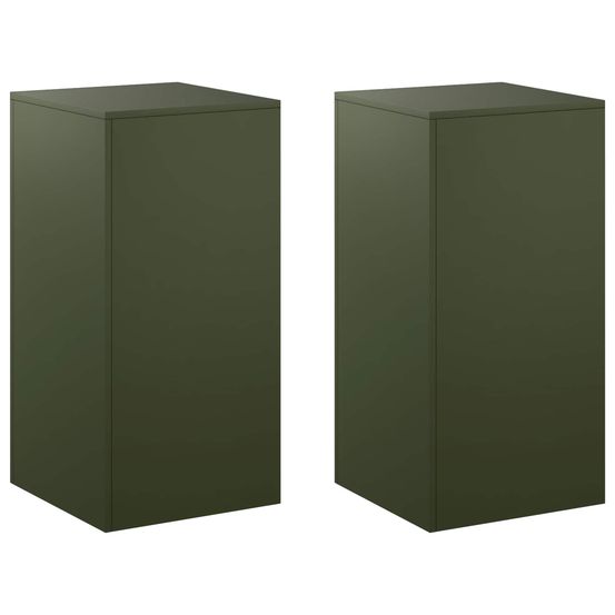Support de plante 2 pcs vert olive 40 x 40 x 80 cm acier