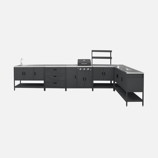 Cuisine extérieure naxos 6 modules acier inoxydable avec barbecue gaz
