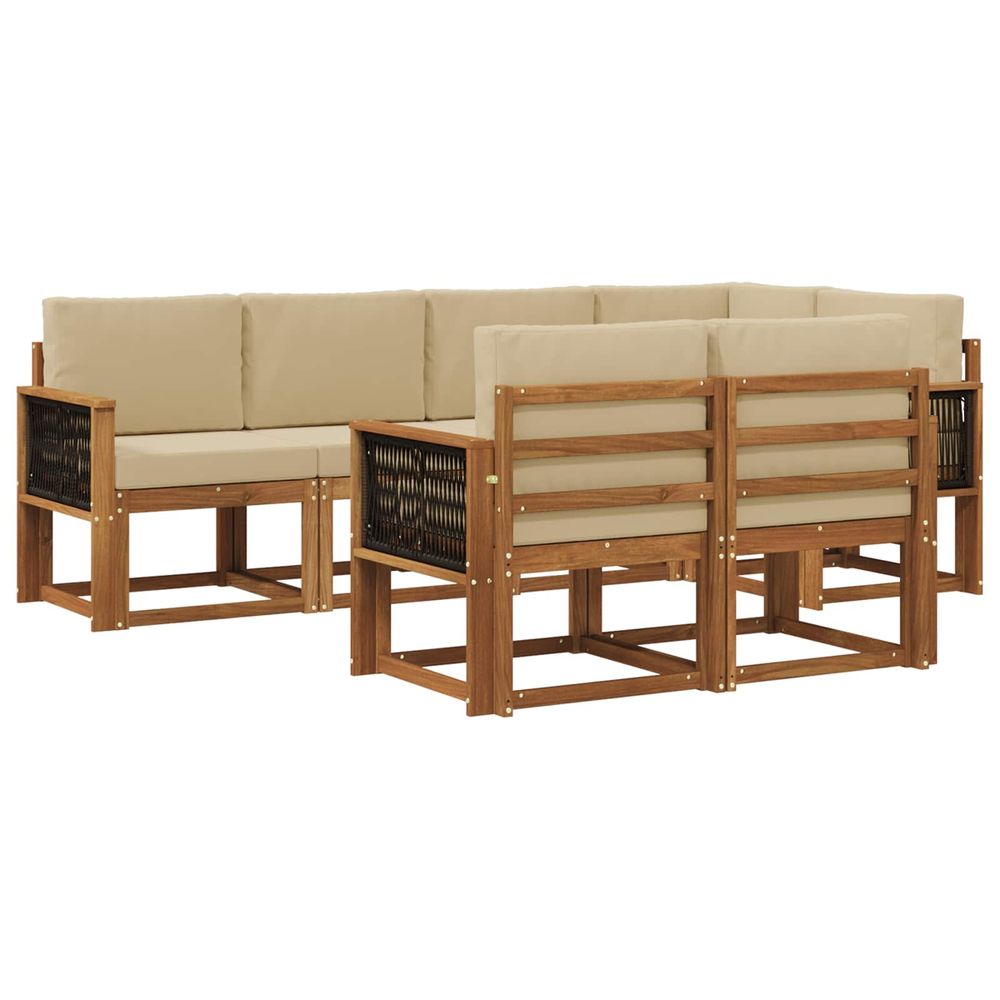 Ensemble de canapés d'extérieur 7 pc naturel et beige polyester