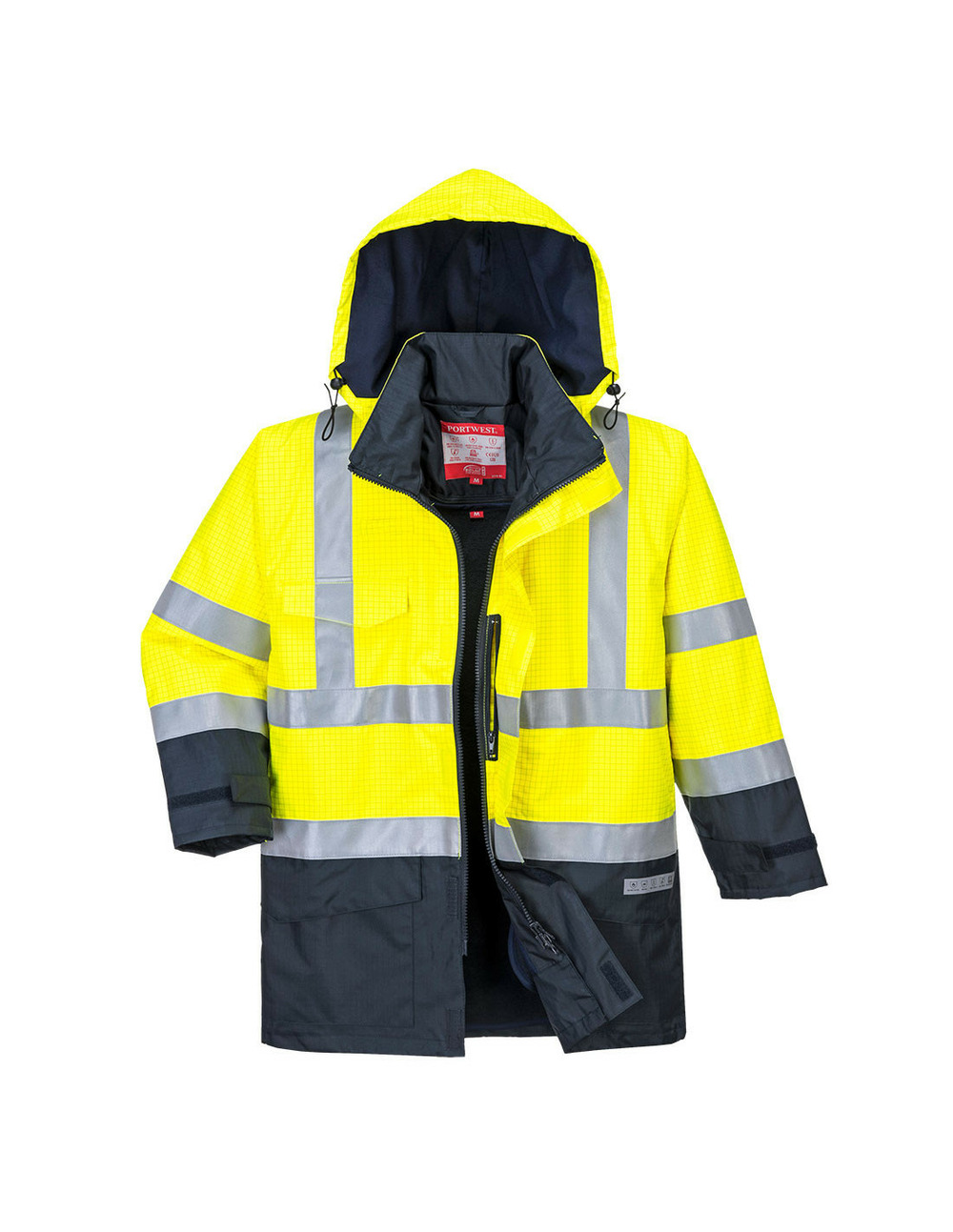 Parka hv bizflame rain multi-risques couleur : jaune/marine taille xxxl - portwest