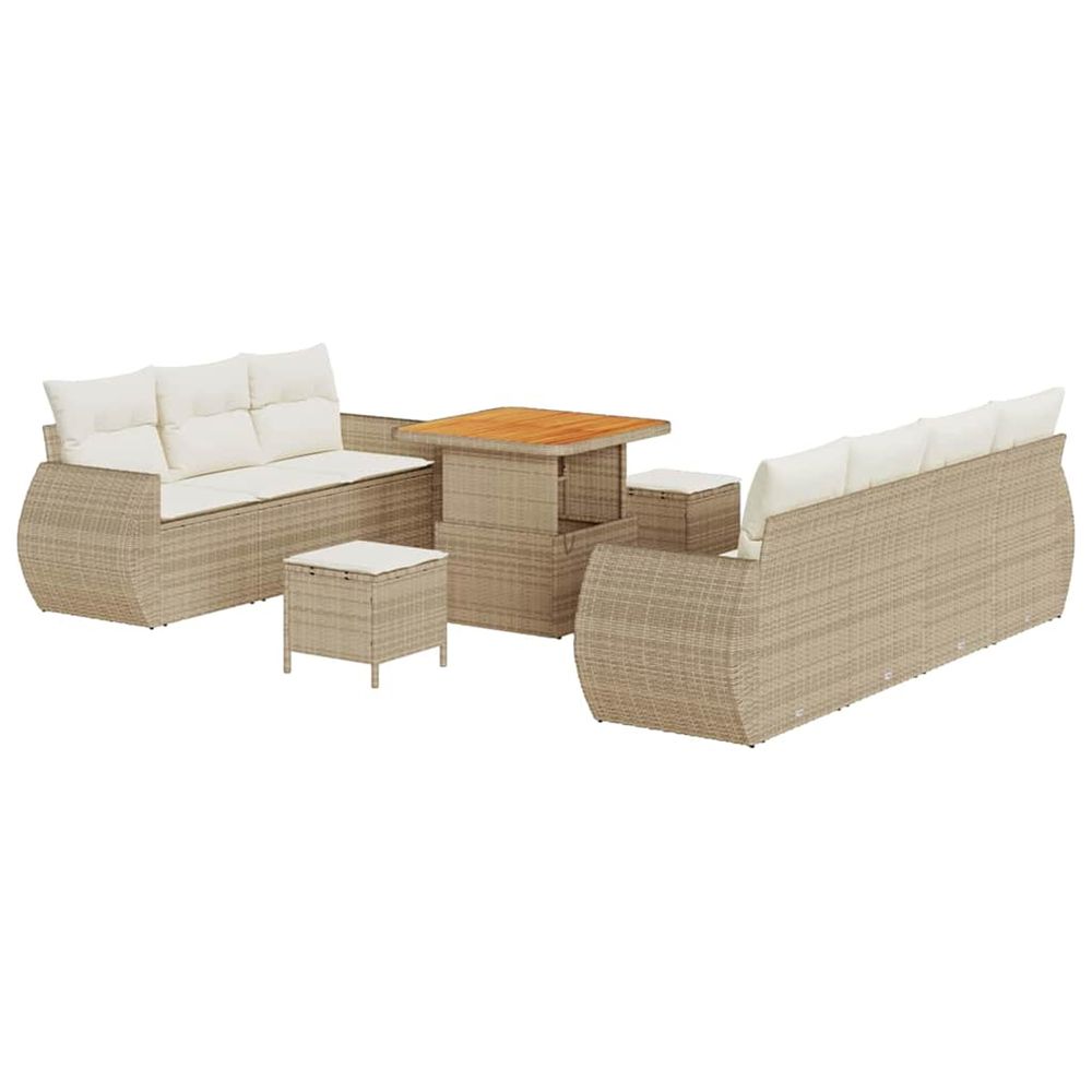 Ensemble de canapé de jardin 10 pcs beige polyrotin