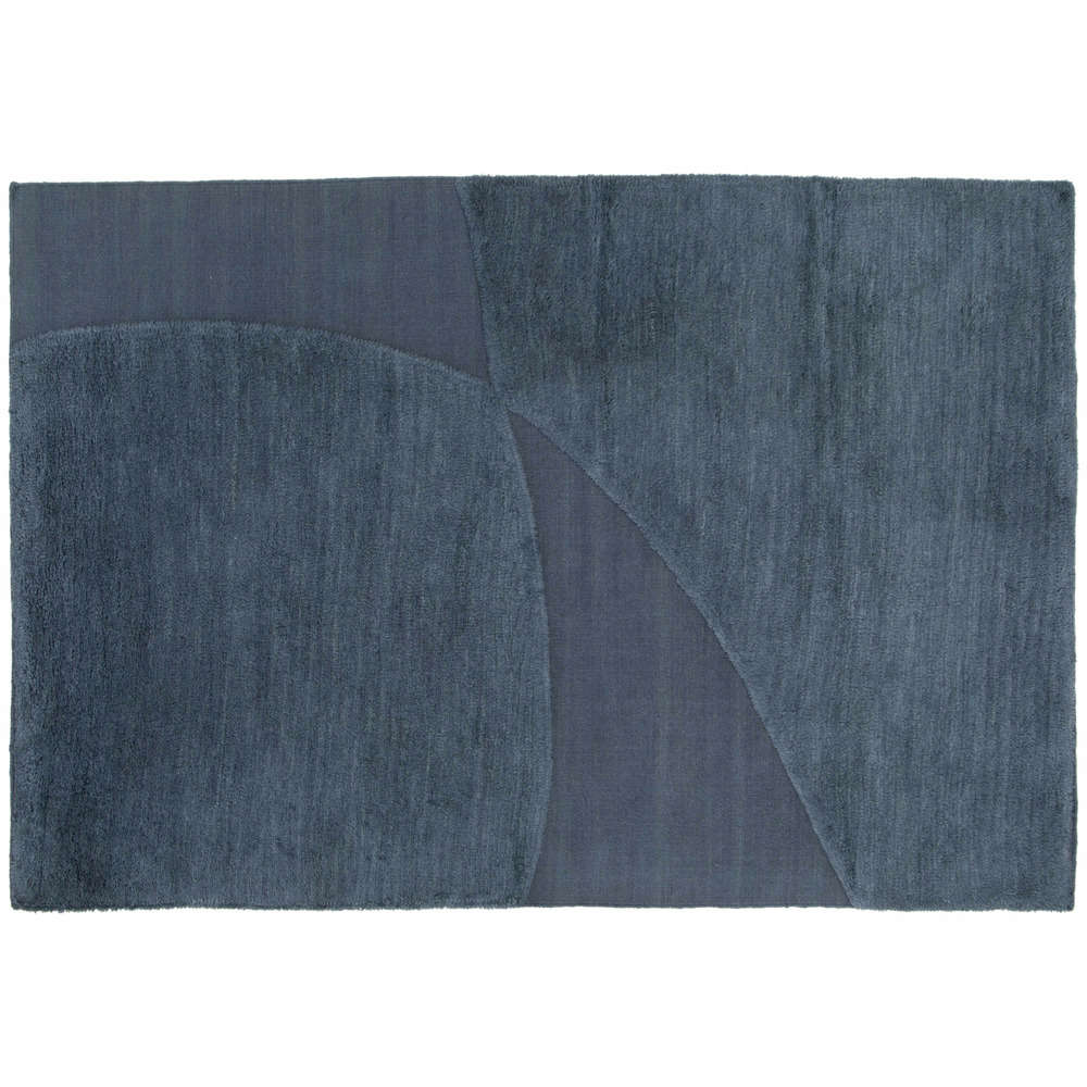 Tapis rectangulaire en laine à motif tissé main bleu 240 x 340 cm