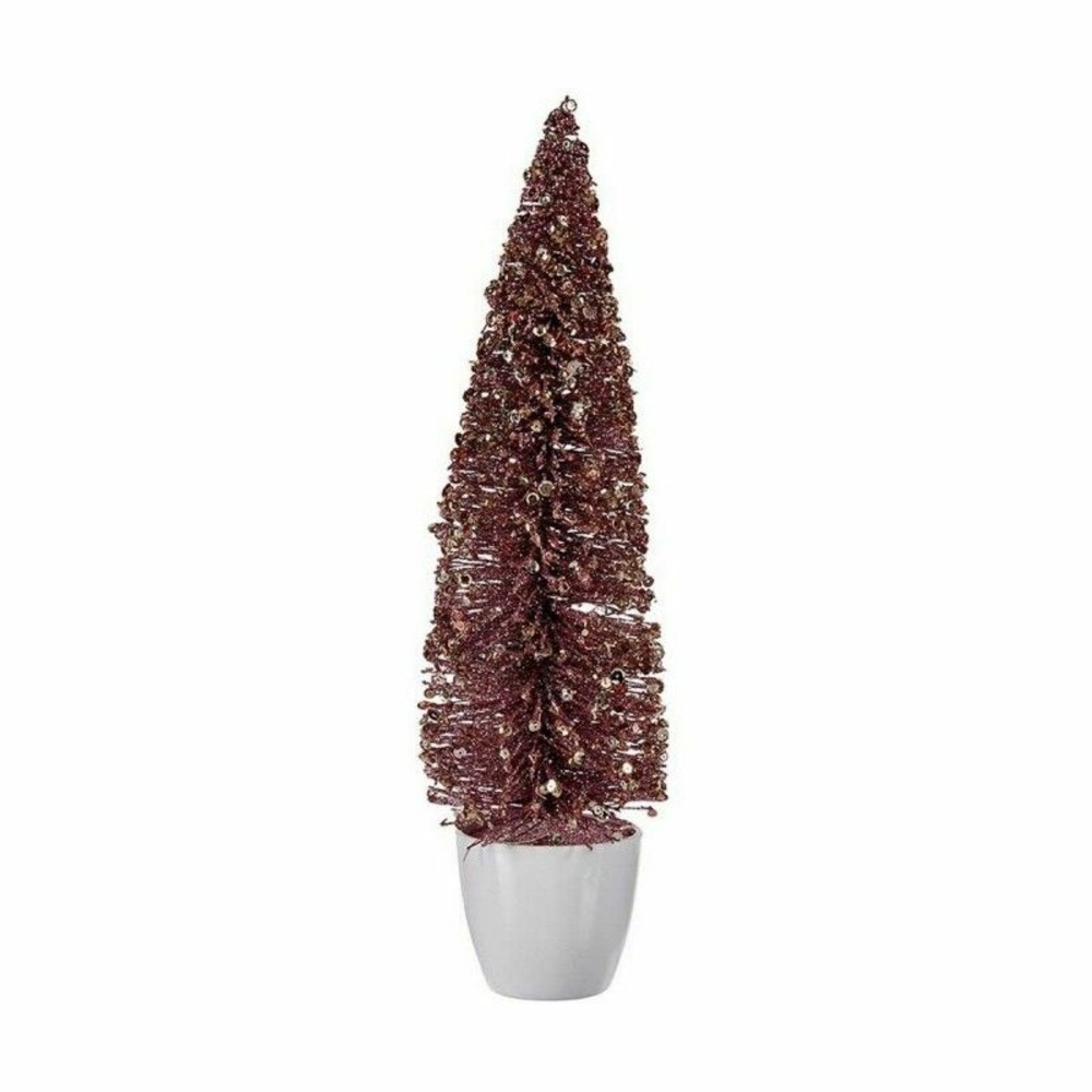 Sapin de noël grand 10 x 38 x 10 cm rose doré plastique